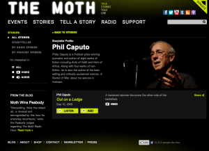 Philip Caputo telling story on The Moth website